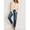 imageDokotoo Womens Tops Casual V Neck Long Sleeve Waffle Knit Textured Lace Hollow Out Shirts Loose Tunic Tops BlousesApricot