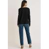 imageDokotoo Womens Tops Casual V Neck Long Sleeve Waffle Knit Textured Lace Hollow Out Shirts Loose Tunic Tops BlousesBlack