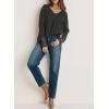 imageDokotoo Womens Tops Casual V Neck Long Sleeve Waffle Knit Textured Lace Hollow Out Shirts Loose Tunic Tops BlousesGrey