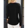 imageDokotoo Womens Tops Waffle Knit Long Sleeve Notched V Neck Shirts Casual Trendy Solid Color Loose BlousesBlack