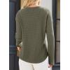 imageDokotoo Womens Tops Waffle Knit Long Sleeve Notched V Neck Shirts Casual Trendy Solid Color Loose BlousesGreen
