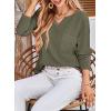 imageDokotoo Womens Tops Waffle Knit Long Sleeve Notched V Neck Shirts Casual Trendy Solid Color Loose BlousesGreen