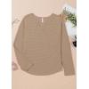 imageDokotoo Womens Tops Waffle Knit Long Sleeve Notched V Neck Shirts Casual Trendy Solid Color Loose BlousesKhaki