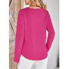 imageDokotoo Womens Tops Waffle Knit Long Sleeve Notched V Neck Shirts Casual Trendy Solid Color Loose BlousesRosy