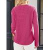 imageDokotoo Womens Tops Waffle Knit Long Sleeve Notched V Neck Shirts Casual Trendy Solid Color Loose BlousesRosy