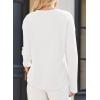 imageDokotoo Womens Tops Waffle Knit Long Sleeve Notched V Neck Shirts Casual Trendy Solid Color Loose BlousesWhite