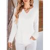 imageDokotoo Womens Tops Waffle Knit Long Sleeve Notched V Neck Shirts Casual Trendy Solid Color Loose BlousesWhite