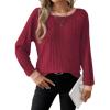 imageDokotoo Long Sleeve Shirts for Women Casual Fashion Loose Fit Womens Tops Crewneck Basic Pullover TunicsRed