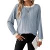 imageDokotoo Long Sleeve Shirts for Women Casual Fashion Loose Fit Womens Tops Crewneck Basic Pullover TunicsSky Blue