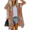 imageDokotoo Womens 2025 Summer Beach Hawaiian Vacation Long Kimono Cardigans Swimsuits Cover upsA278 Orange