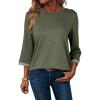 imageDokotoo Womens Shirts 2025 Fashion 34 Length Sleeve T Shirts Cute Crewneck Casual Tops Basic BlousesVineyard Green