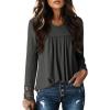 imageDokotoo Womens Tops Casual V Neck Long Sleeve Waffle Knit Textured Lace Hollow Out Shirts Loose Tunic Tops BlousesGrey