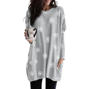 imageDokotoo Fall Womens Tunic Tops Loose Fit Dressy Long Sleeve Casual Long Shirts with PocketsB Gray