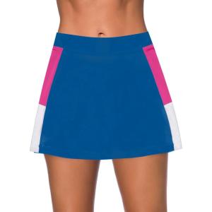 imageDokotoo Womens Swim Skirt Tummy Control Color Block Tankini Swimdress Bikini Bathing Suit Swimsuit BottomsBlue
