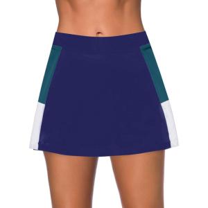 imageDokotoo Womens Swim Skirt Tummy Control Color Block Tankini Swimdress Bikini Bathing Suit Swimsuit BottomsNavy