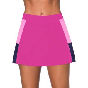 imageDokotoo Womens Swim Skirt Tummy Control Color Block Tankini Swimdress Bikini Bathing Suit Swimsuit BottomsRosy