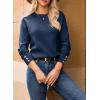 imageDokotoo Womens Sweaters Casual Long Sleeve Fashion Crewneck Knit Solid Button Pullover Sweater Jumper TopsDark Blue
