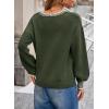 imageDokotoo Womens Sweaters Casual V Neck Long Sleeve Contrast Knit Pullover Sweater Solid Fall Outfits TopsGreen