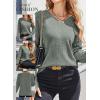 imageDokotoo Womens Trendy Crochet Sweaters 2025 Fall Casual Lightweight Long Sleeve Hollow Out Sweater TopsMist Green