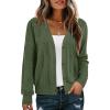 imageDokotoo Womens Cashmere Sweaters Cardigans 2025 Fall Long Sleeve Lightweight Button Twisted Cable Knit SweatersFern Green