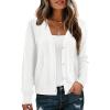 imageDokotoo Womens Cashmere Sweaters Cardigans 2025 Fall Long Sleeve Lightweight Button Twisted Cable Knit SweatersWhite