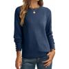 imageDokotoo Womens Sweaters Casual Long Sleeve Fashion Crewneck Knit Solid Button Pullover Sweater Jumper TopsDark Blue
