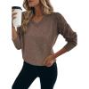 imageDokotoo Womens Trendy Crochet Sweaters 2025 Fall Casual Lightweight Long Sleeve Hollow Out Sweater TopsCoffee