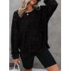 imageDokotoo Sweatshirt for Women Oversized Waffle Knit Crewneck Sweatshirts Long Sleeve Side Slits Casual Pullover TopsBlack
