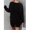 imageDokotoo Sweatshirt for Women Oversized Waffle Knit Crewneck Sweatshirts Long Sleeve Side Slits Casual Pullover TopsBlack