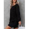 imageDokotoo Sweatshirt for Women Oversized Waffle Knit Crewneck Sweatshirts Long Sleeve Side Slits Casual Pullover TopsBlack