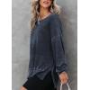 imageDokotoo Sweatshirt for Women Oversized Waffle Knit Crewneck Sweatshirts Long Sleeve Side Slits Casual Pullover TopsBlue