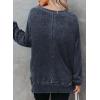 imageDokotoo Sweatshirt for Women Oversized Waffle Knit Crewneck Sweatshirts Long Sleeve Side Slits Casual Pullover TopsBlue