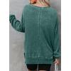 imageDokotoo Sweatshirt for Women Oversized Waffle Knit Crewneck Sweatshirts Long Sleeve Side Slits Casual Pullover TopsGreen 504