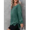 imageDokotoo Sweatshirt for Women Oversized Waffle Knit Crewneck Sweatshirts Long Sleeve Side Slits Casual Pullover TopsGreen 504