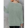 imageDokotoo Sweatshirt for Women Oversized Waffle Knit Crewneck Sweatshirts Long Sleeve Side Slits Casual Pullover TopsGreen