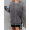 imageDokotoo Sweatshirt for Women Oversized Waffle Knit Crewneck Sweatshirts Long Sleeve Side Slits Casual Pullover TopsGrey