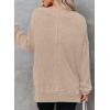 imageDokotoo Sweatshirt for Women Oversized Waffle Knit Crewneck Sweatshirts Long Sleeve Side Slits Casual Pullover TopsKhaki