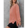 imageDokotoo Sweatshirt for Women Oversized Waffle Knit Crewneck Sweatshirts Long Sleeve Side Slits Casual Pullover TopsOrange