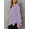 imageDokotoo Sweatshirt for Women Oversized Waffle Knit Crewneck Sweatshirts Long Sleeve Side Slits Casual Pullover TopsPurple