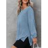 imageDokotoo Sweatshirt for Women Oversized Waffle Knit Crewneck Sweatshirts Long Sleeve Side Slits Casual Pullover TopsSky Blue 304