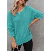 imageDokotoo Sweatshirt for Women Oversized Waffle Knit Crewneck Sweatshirts Long Sleeve Side Slits Casual Pullover TopsSky Blue