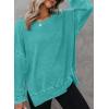 imageDokotoo Sweatshirt for Women Oversized Waffle Knit Crewneck Sweatshirts Long Sleeve Side Slits Casual Pullover TopsSky Blue
