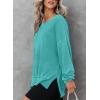 imageDokotoo Sweatshirt for Women Oversized Waffle Knit Crewneck Sweatshirts Long Sleeve Side Slits Casual Pullover TopsSky Blue