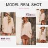 imageDokotoo Women Blouses Dressy Casual V Neck 34 Length Sleeve Womens Tops with Smocked CuffsApricot