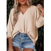 imageDokotoo Women Blouses Dressy Casual V Neck 34 Length Sleeve Womens Tops with Smocked CuffsApricot