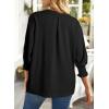 imageDokotoo Women Blouses Dressy Casual V Neck 34 Length Sleeve Womens Tops with Smocked CuffsBlack