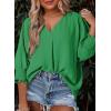 imageDokotoo Women Blouses Dressy Casual V Neck 34 Length Sleeve Womens Tops with Smocked CuffsDark Green