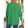 imageDokotoo Women Blouses Dressy Casual V Neck 34 Length Sleeve Womens Tops with Smocked CuffsDark Green