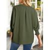 imageDokotoo Women Blouses Dressy Casual V Neck 34 Length Sleeve Womens Tops with Smocked CuffsJungle Green