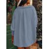 imageDokotoo Women Blouses Dressy Casual V Neck 34 Length Sleeve Womens Tops with Smocked CuffsMyosotis